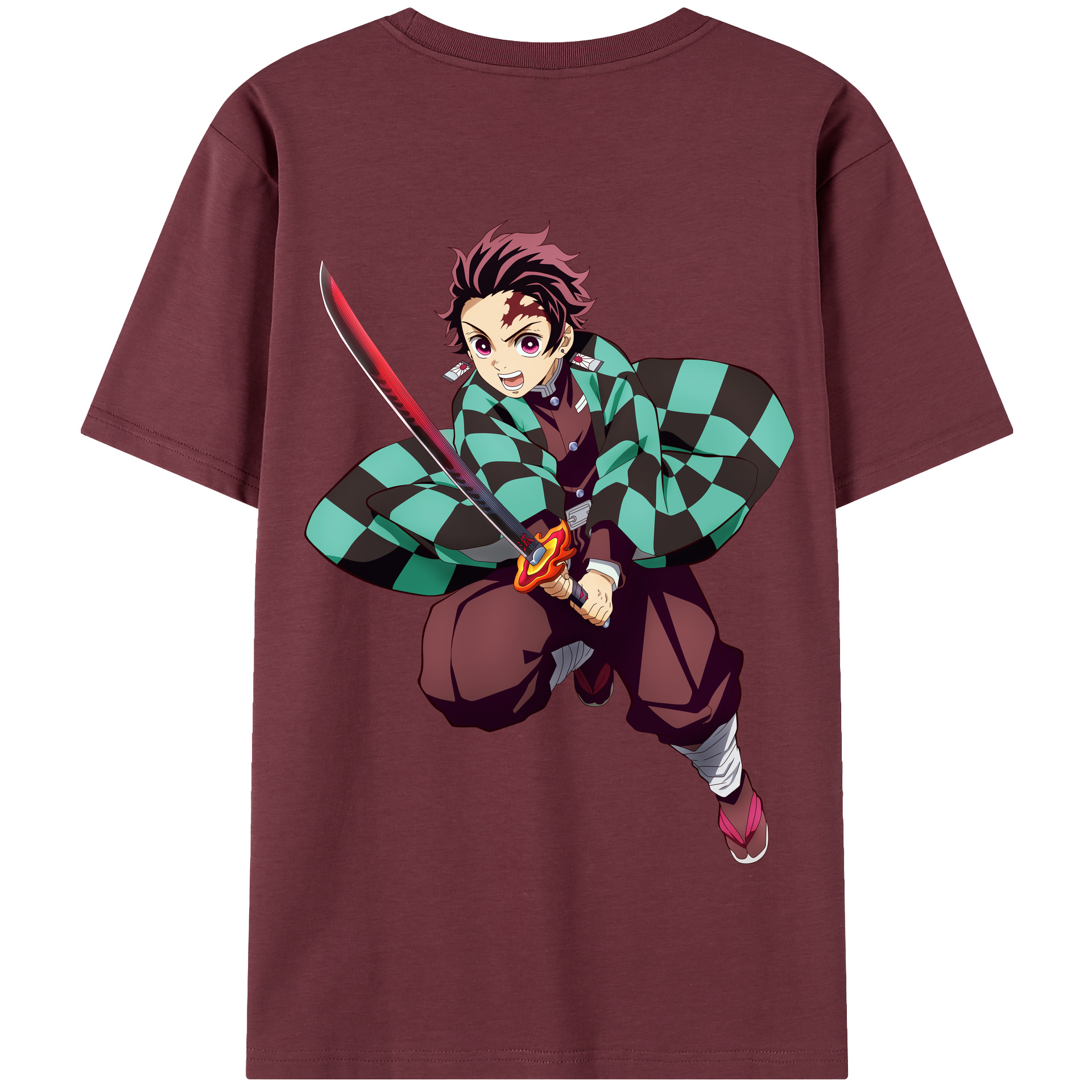 （画像用） 鬼滅の刃 竈門 炭治郎／かまど たんじろう Kamado Tanjirou 綿100％半袖Tシャツ（背面プリント）